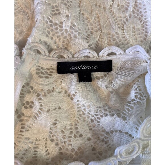 Ambiance SIZE Large Lace Croquette Romantic Fitted Cold Shoulder Mini Dress - Picture 8 of 10